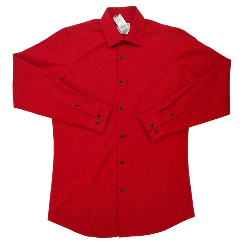 NWT Men's S 14-14.5 32/33 Red Slim Fit Bespoke New York Dress Shirt